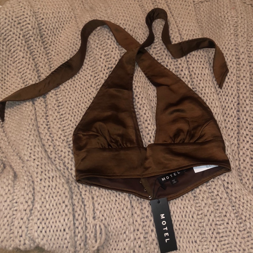 Motel Rocks Silta Crop Top in Satin Chocolate